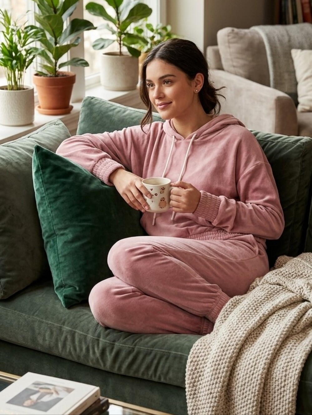 Velour Cozy And Girly Pink Hoodie and Jogger Set